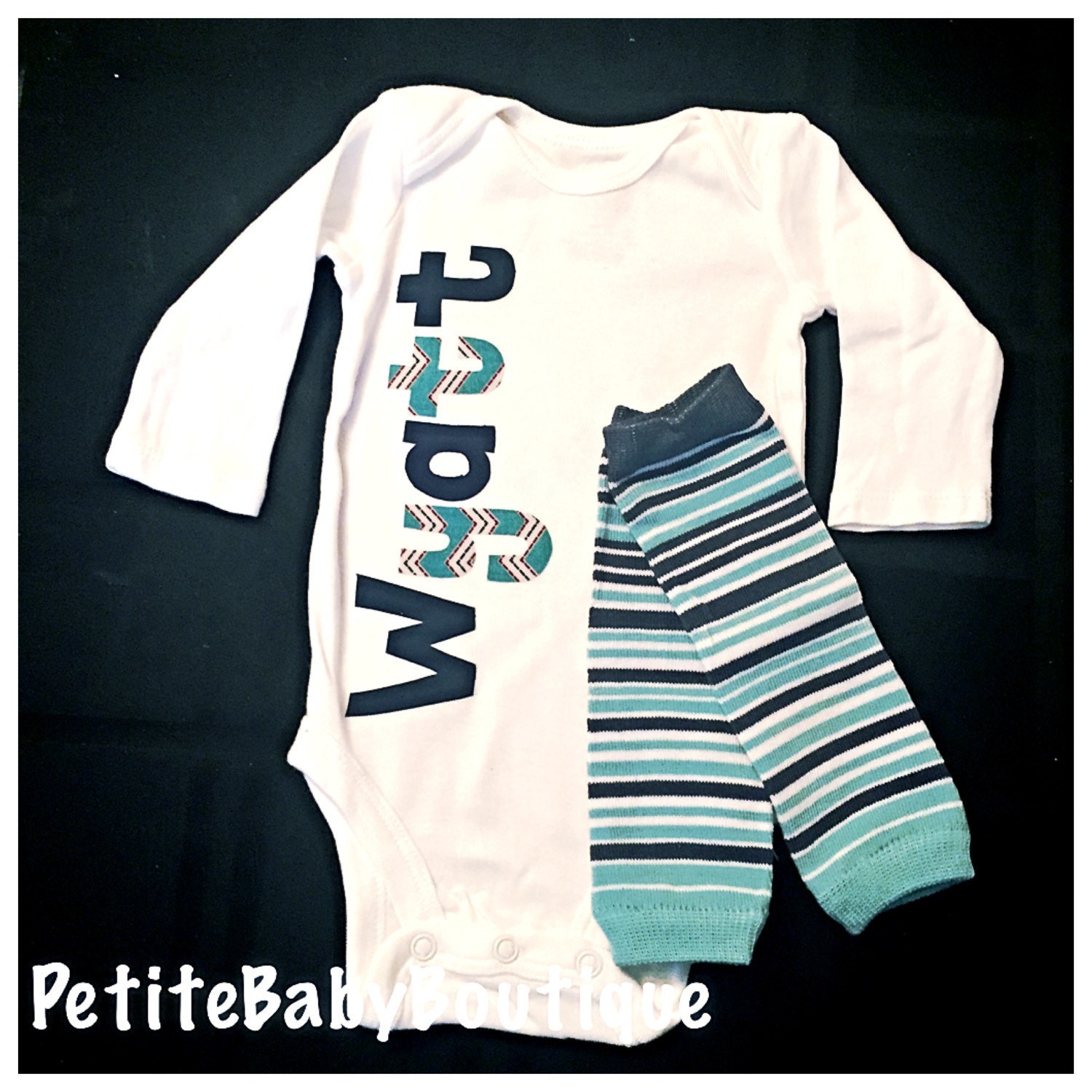 Custom Monogrammed One Piece Baby Outfit by PetiteBabyBoutique