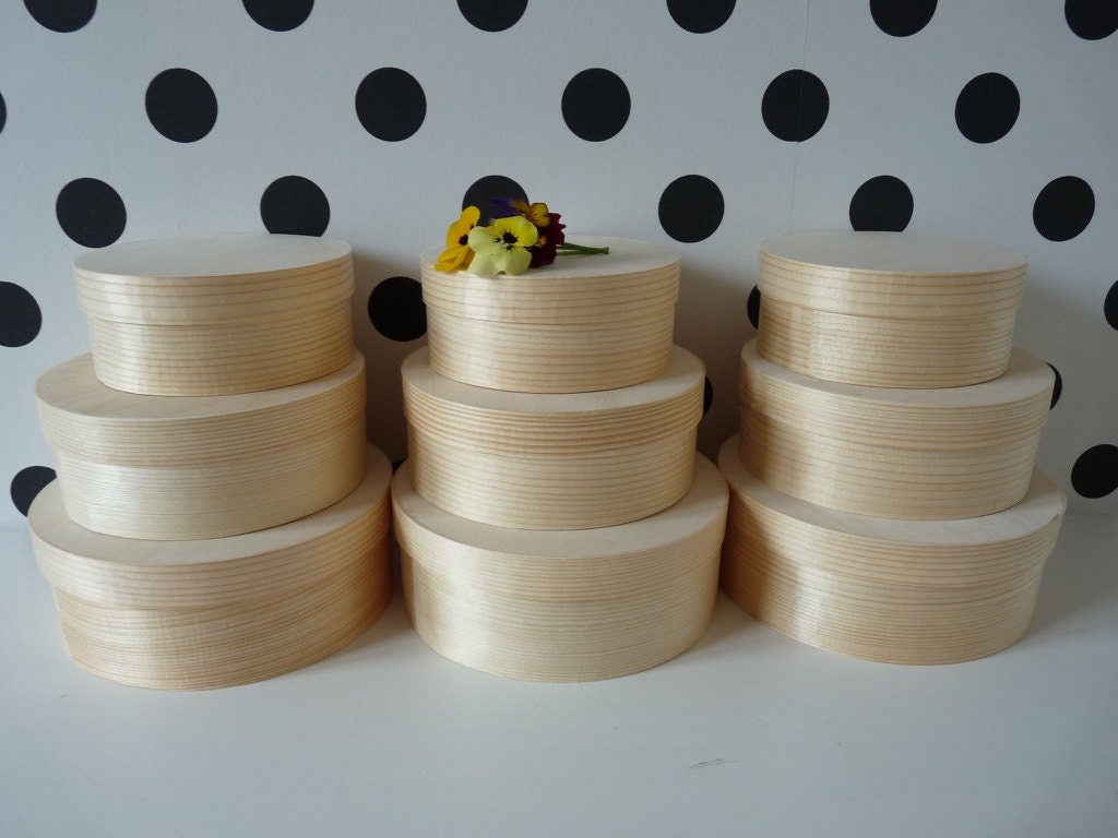 Set of 9 round boxes blank round nesting boxes for decoupage