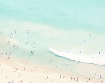 Large aerial beach photography, beach print, ocean print, people photo, dreamy beach wall, fine art print, Portugal, wall decor, home decor