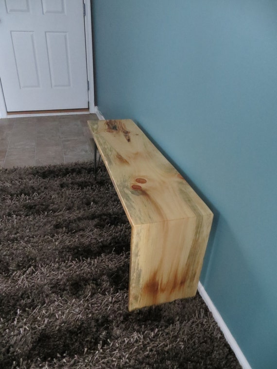 Live edge waterfall bench with hairpin by KReativeWOODworking