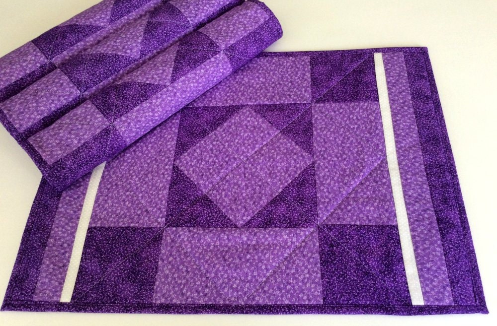 Purple Quilted Placemats Handmade Quilted by NewEnglandPatches