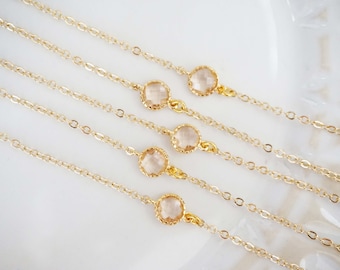 Dainty Champagne Gem Bracelets | Bridesmaid Bracelets | Wedding Jewelry