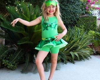Poison Ivy Costume Jazz Skirt Leotard Leggings Girls Size 2T,3T,4,5,6,7,8,9,10,12Y