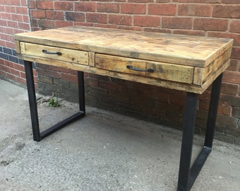 Chic Reclaimed Wood Office Desk view in gallery reclaimed wood desk with industrial legs Industrial Chic Reclaimed Custom Office Desk With 2 Drawers Tables Steel And Wood Metal Chic Reclaimed Wood Office Desk fair reclaimed office desk epic home design styles interior ideas Industrial Chic Reclaimed Custom Office Desk With 2 Drawers Tables Steel And Wood Metal
