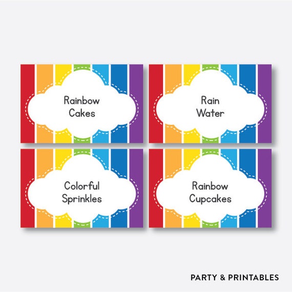 instant download editable rainbow food labels rainbow food tags food