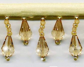 50% Off Sale! Antique Gold Beaded Fringe Trim. Now Only 3.35 a Yard. Over 50 colors available.