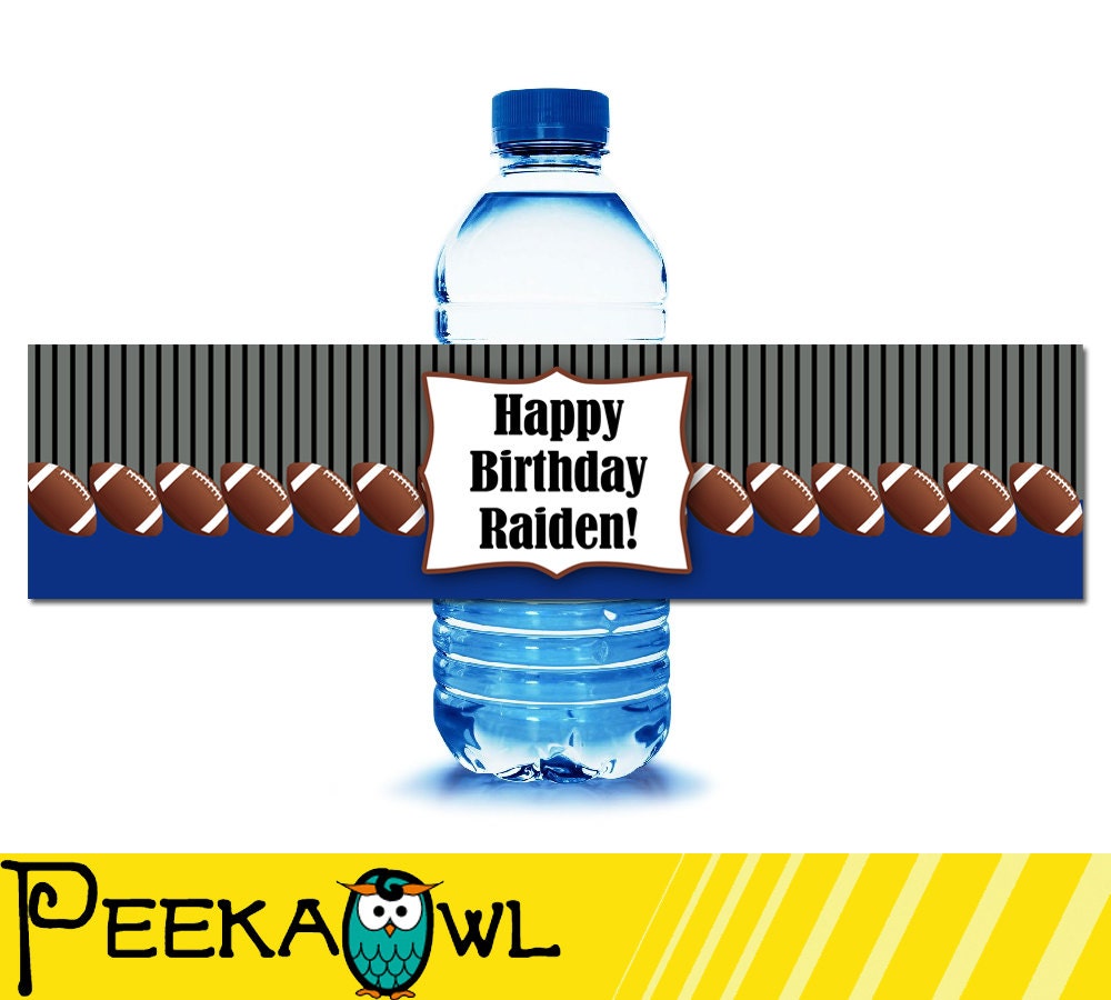 Printable Football Water Bottle Labels Football birthday