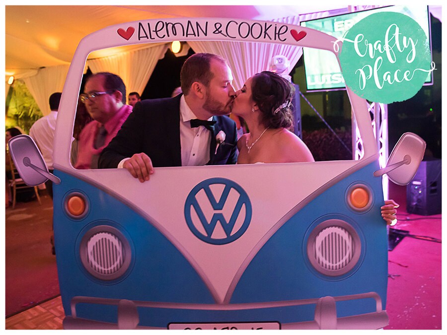 VW Bus / combi car wedding photo booth cutout frame prop