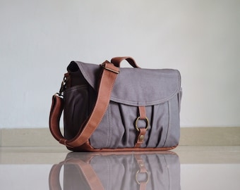 Christmas in July SALE- Koi-S / Wax Grey (Dry Type) - Canvas Camera / Vegan Dslr Camera Bag / Mirrorless Bag / Canvas Camera Bag / 30% OFF