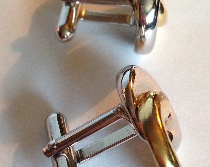 Storewide 25% Off SALE Vintage Two Tone Gold & Silver Interwound Designer Cufflinks Featuring Swirling Knotted Design