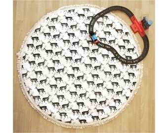 Stag Deer and Dot Baby Roundies Round Rug Tummy Time Play Mat Nursery Baby Blanket Blanky Flatlay Play Rug