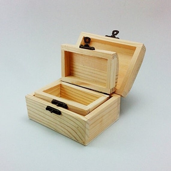 Unfinished wood 2in1 Treasure chest boxes by mosaicassemblage