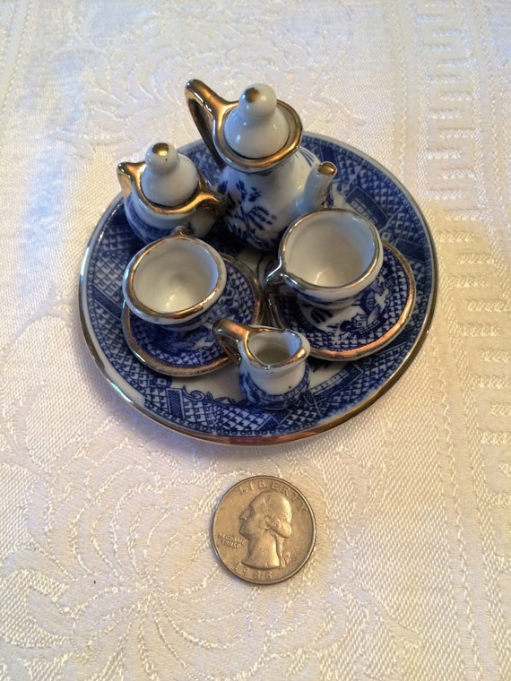 blue toy tea set