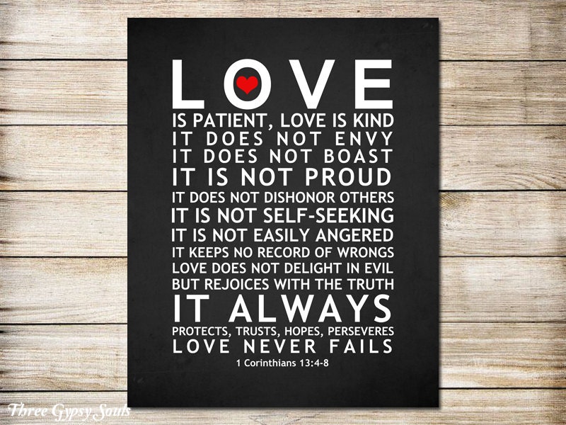 PRINTABLE ART Love Is Patient Love Is Kind Bible Verse 1