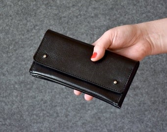 Black Leather Clutch - Womens Wallet, Leather Purse, Clutch Bag, Leather Pouch, Gift For Her