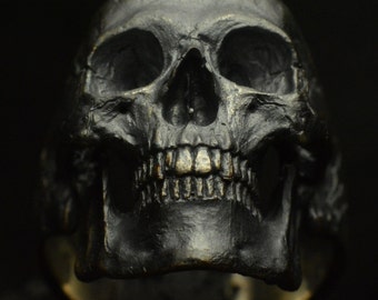 Into The Fire Jewelry - Skull ring Standard full jaw silver mens skull biker masonic rock n roll gothic handmade jewelry .925 etsy