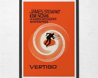 VERTIGO MOVIE POSTER - Alfred Hitchcock Poster - Vintage Vertigo Poster - Cult Movie Poster, Classic Movie Art