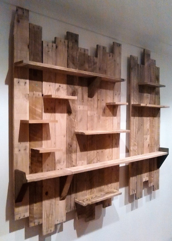 Large pallet wood wall display unit
