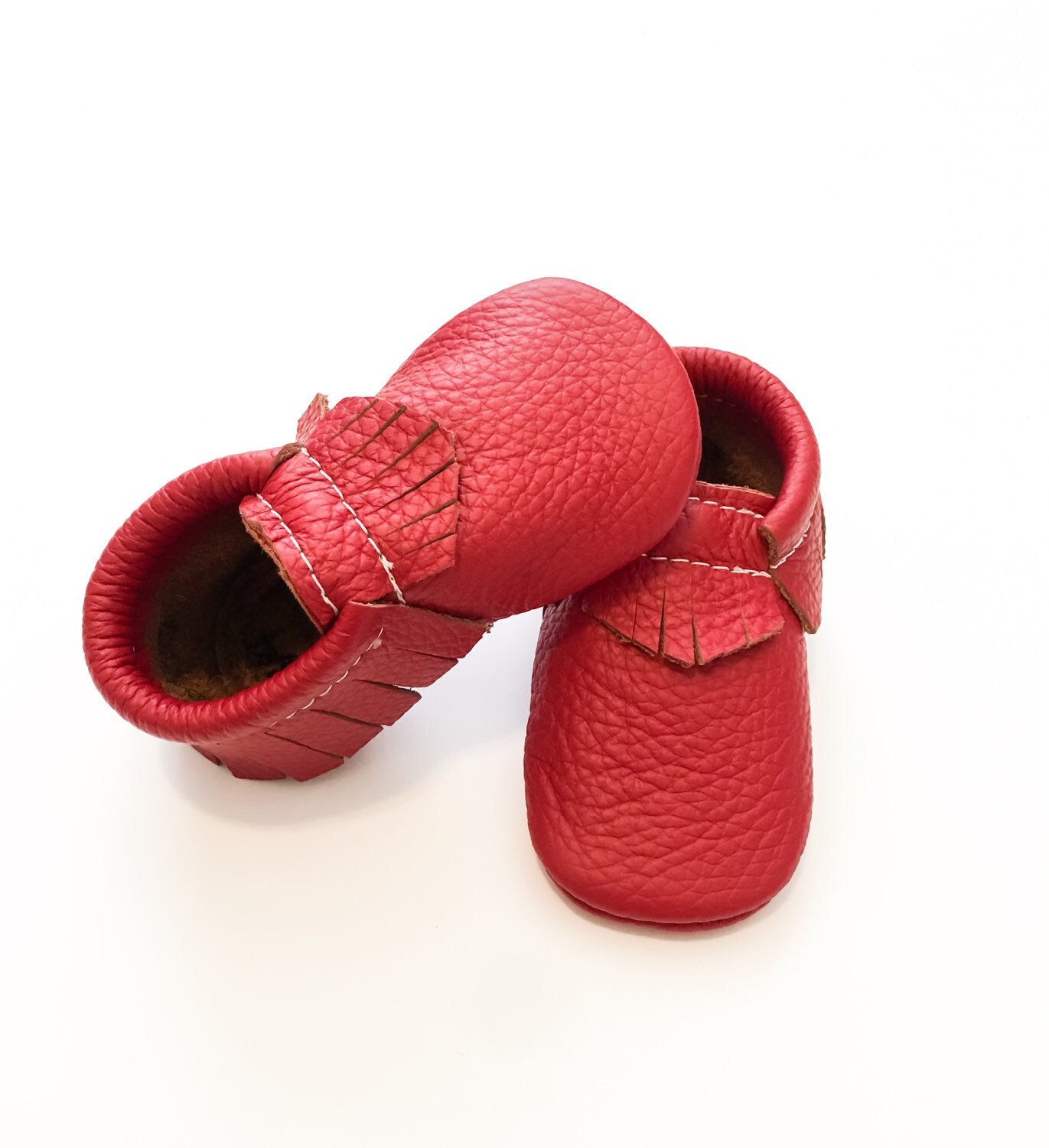Red Baby moccasins toddler moccasins leather baby by WildExplorers