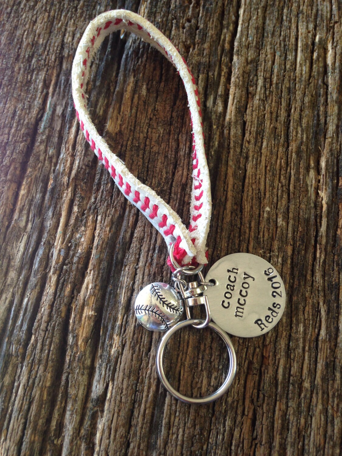 Baseball Keychains. Handstamped Phrase All About that