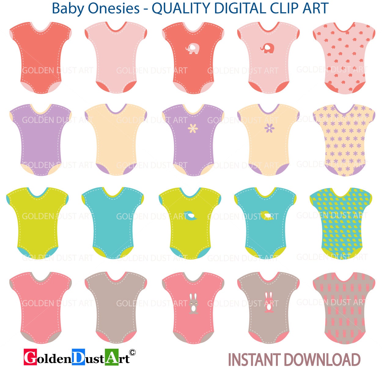 30% OFF Onesies Clip Art Baby Girl Onesies Clip by GoldenDustArt