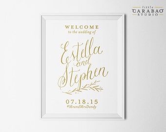 DIGITAL Wedding Welcome Sign Calligraphy PRINTABLE Reception Sign Custom Wedding Sign - Little Carabao Studio - #PC106