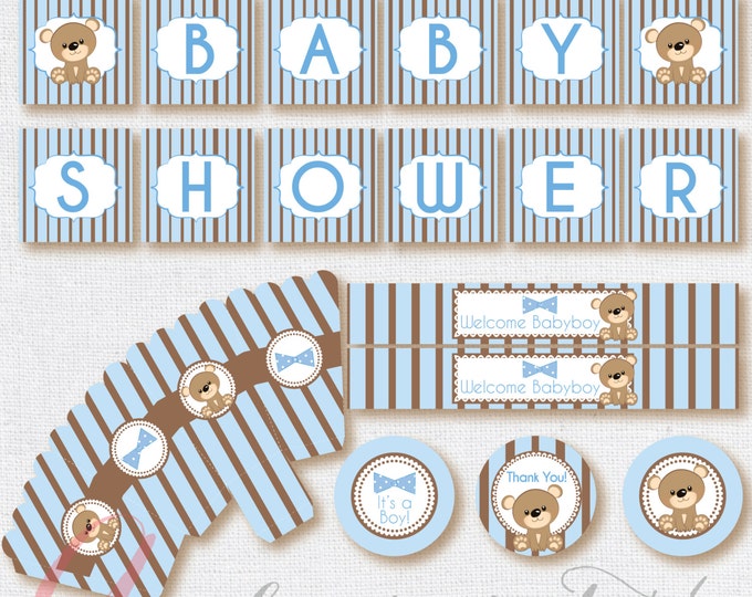 Bear Babyshower printables. Instant download. Printable. Bear Babyshower. Teddy bear babyshower. Bear babyshower.