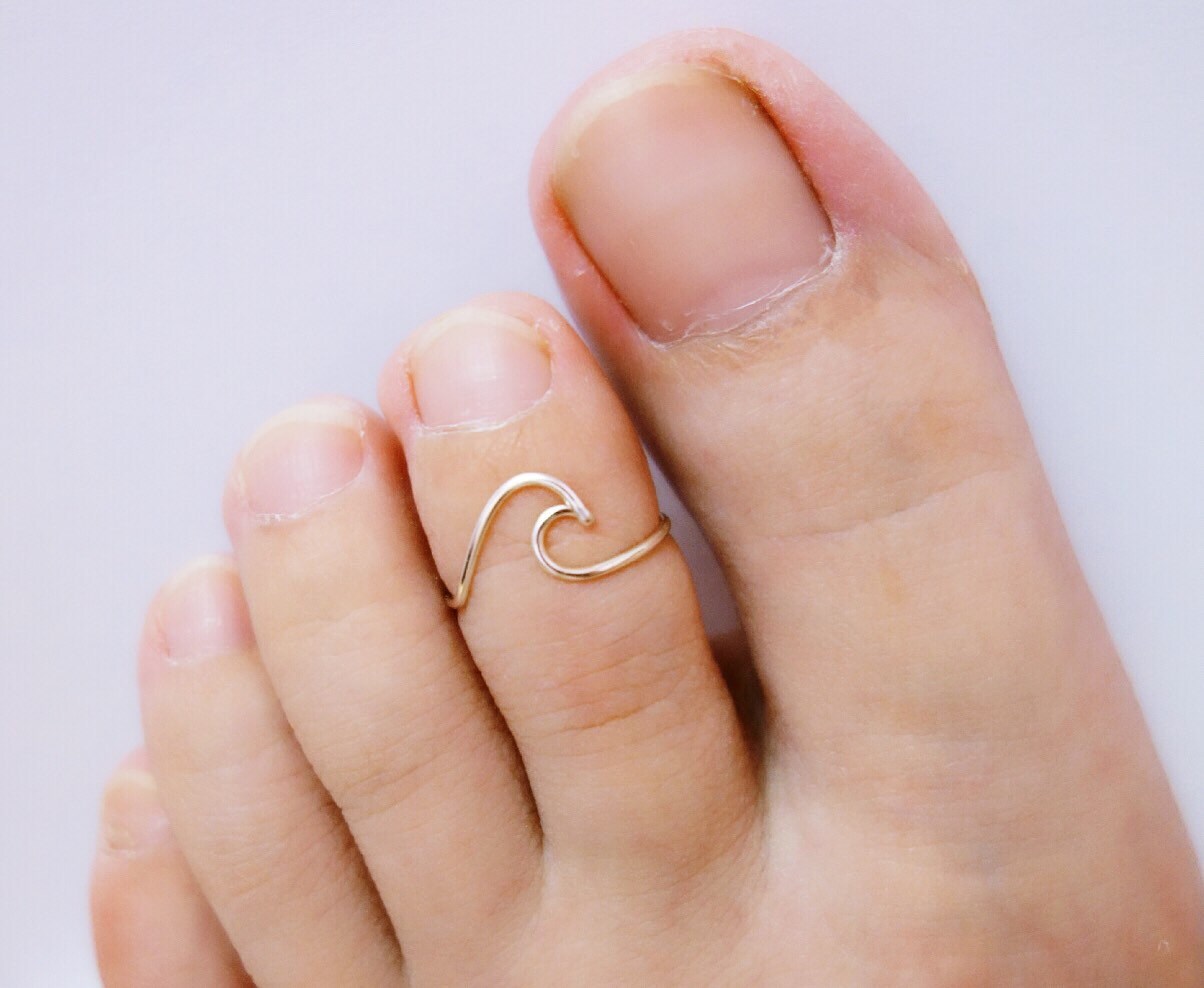 wave ring toe rings/wave toe ring sterling silver gold