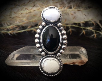 White Buffalo Onyx Ring. Southwestern Bohemian Jewelry. MADE TO ORDER