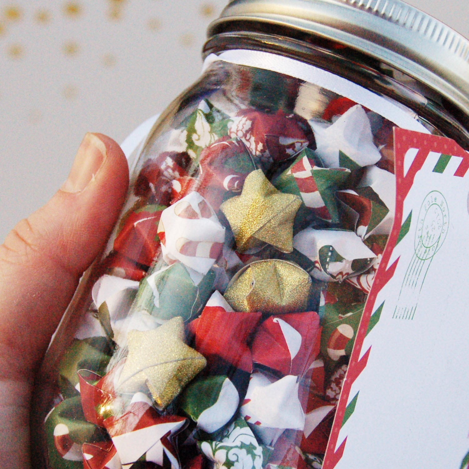 Clearance Traditional Christmas Lucky Star Jar: by LeavesOfPaper