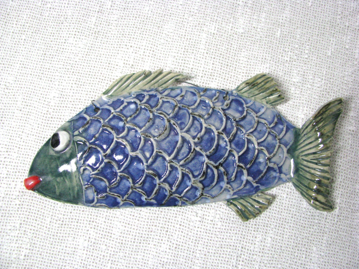 ceramic fish RESERVED FOR JILL pottery fish clay fish art