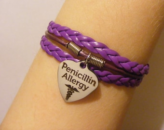 Penicillin allergy bracelet, penicillin allergy jewelry, penicillin bracelet, penicillin jewelry, medical id bracelet, medical id jewelry