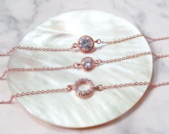 rose gold bracelet wedding, bridesmaids gift , rose gold jewelry, delicate rose gold bracelet, gift bracelet