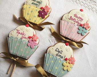 Personalized Giant Cupcake Cookie Pop / Birthday /Thank you /Get well soon /Welcome /Congratulations gift/ Teachers Gift