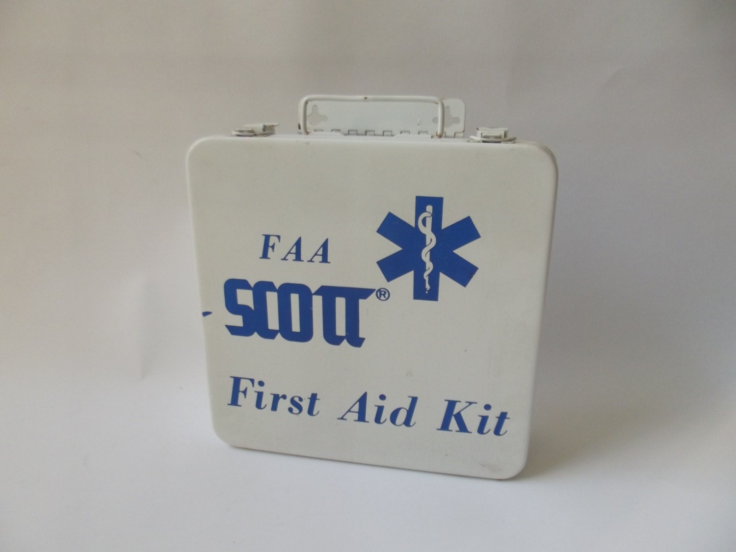 Scott airplane first aid kit FAA aproved metal bandage box