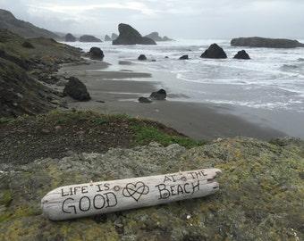 Driftwood Custom Sign - one wood burned sign with engraved message of your choice | Personalized Gift | Welcome Sign Beach Decor Beach Sign