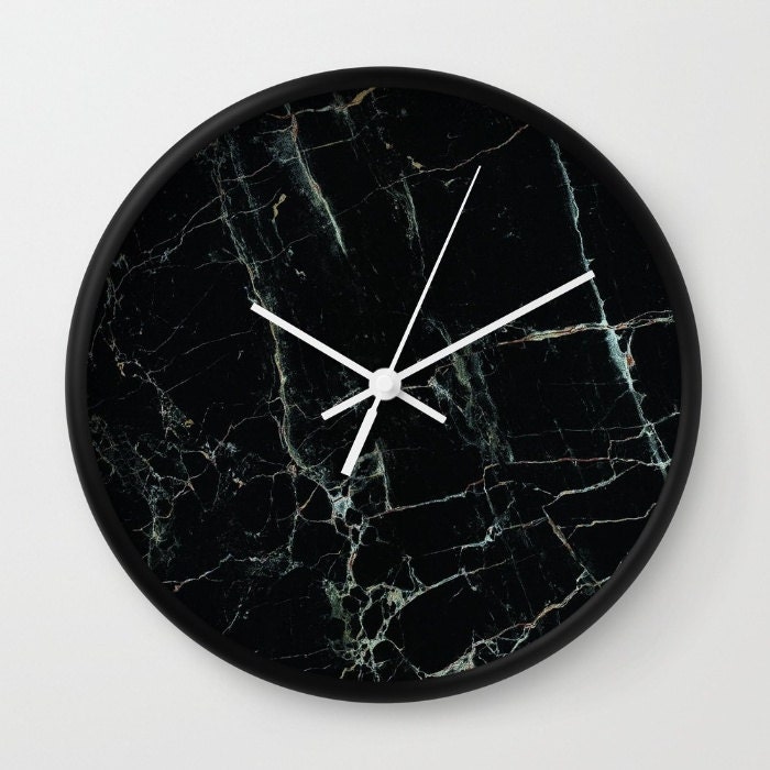 Marble Wall Clock Black Marble Clock Marble Office Decor Clock