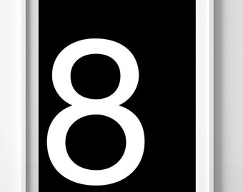 Printable poster, number print, affiche noir et blanc, Scandinavian print, black and white art, modern wall decor, printable art best seller