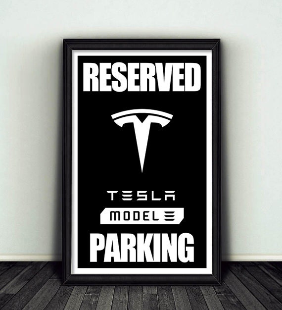 11x17 Reserved Telsa Model 3 Parking Sign Print