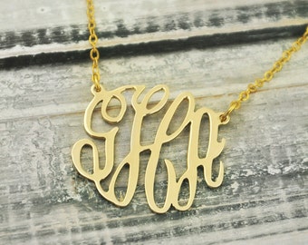 Alloy necklace, Monogram necklace, gold color alloy necklace, pensonalized name necklace, custom jewelry, monogram jewelry