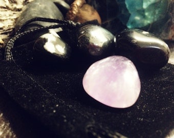 Elemental Gemstone Kit-Mojo Bag-Moon Charged-Ritual bag-Polished Stone-Rites-Spell bag-Medicine Bag-Reiki-Feng Shui-Chakra-Gem -Gemstone