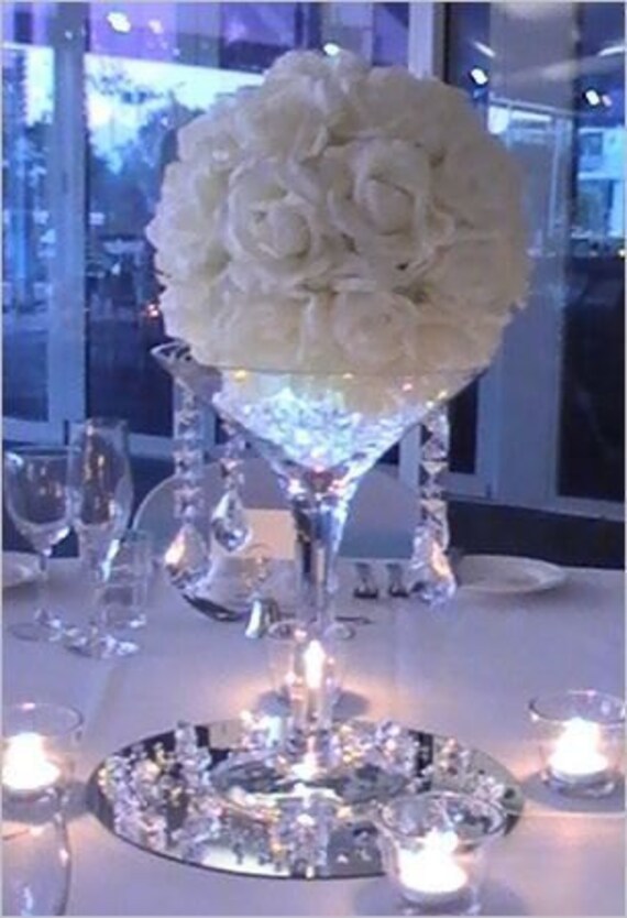 3 pc Wedding Crystal Hanging Strands for Martini Glass Vase