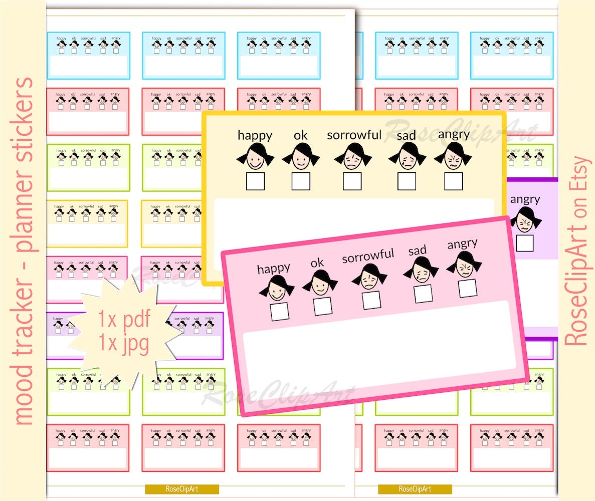 mood planner stickers instant download printable mini mood