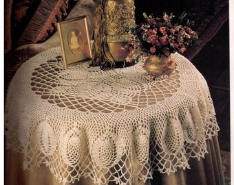 PDF Crochet Table Topper Round Tablecloth Pattern Doily Pineapple Pattern PDF#13