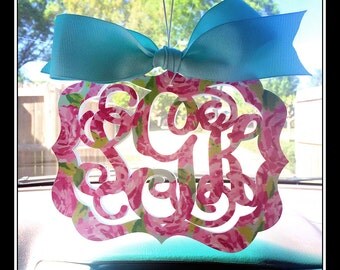 ON SALE!! Rear view mirror charm, Preppy Rearview mirror Monogram, Rear view mirror accessories, Rearview mirror accessories