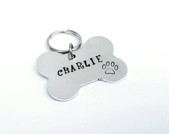Bone dog tag, pet tag, dog tag, collar accessory, name tag for pets, dog accessories, bone shape tag, personalised dog tag, personalised tag