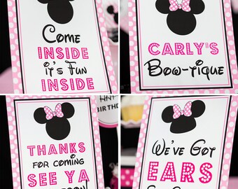 Minnie Mouse Party Signs - Instant Download Minnie Mouse Party Signs - Printable Set of Minnie Mouse Signs by Printable Studio