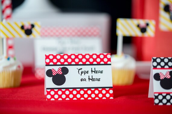 Minnie Mouse Party Food Labels INSTANT DOWNLOAD - Red Minnie Mouse ...