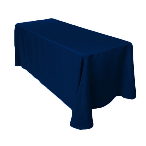 90 x 132 inch Rectangular Navy Tablecloth Polyester Wedding