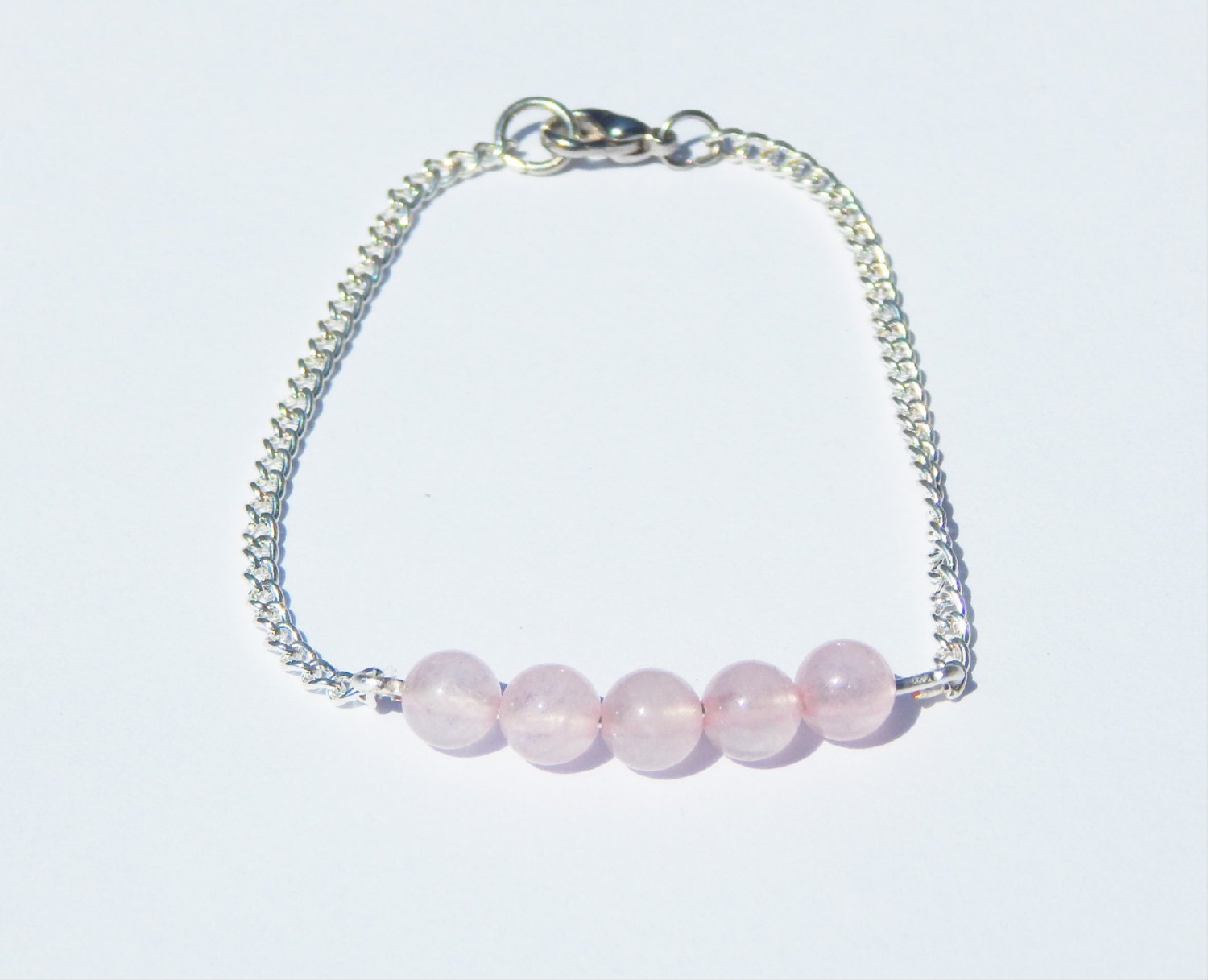 Rose Quartz Bracelet Gemstone Bar Bracelet Chakra Bracelet